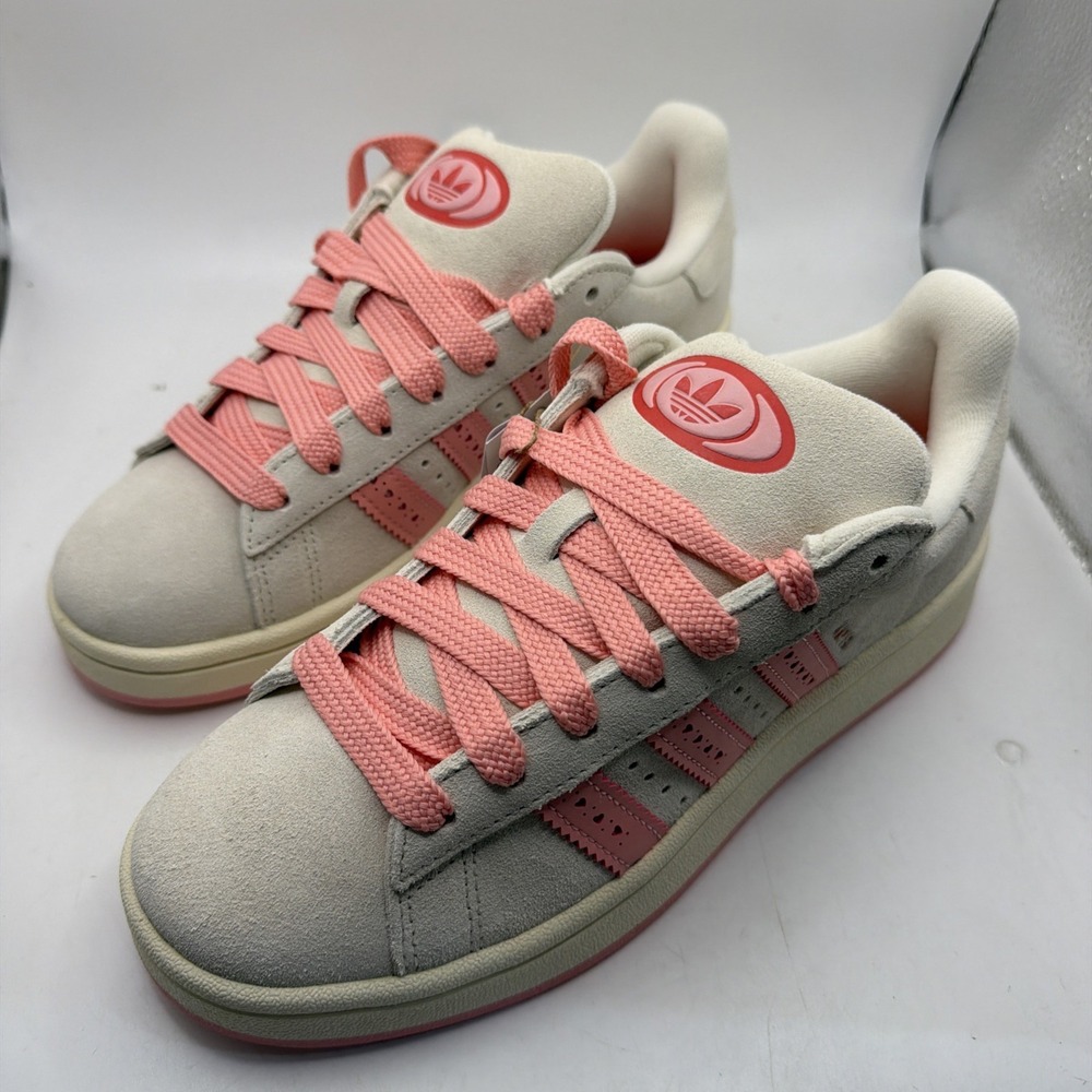 Adidas Campus 00s J Valentines Day Sneakers Size 6.5 Womens Cream and Pink Suede